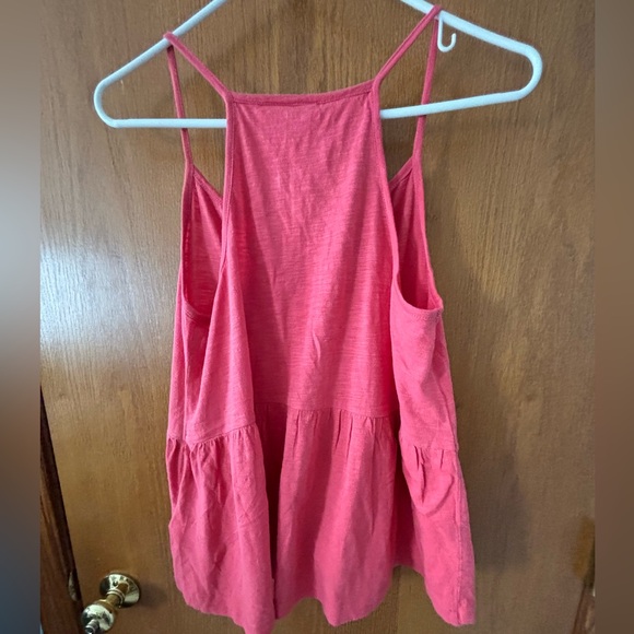 Roxy Havasu Slub Pink Cotton Jersey Peplum Cami Top Size Large - Picture 2 of 5